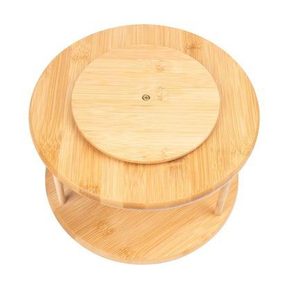 Kitchen Organizer Bamboo Turntable 2-Tier Spice Rack, 10.04 DIA X 6.89 In
