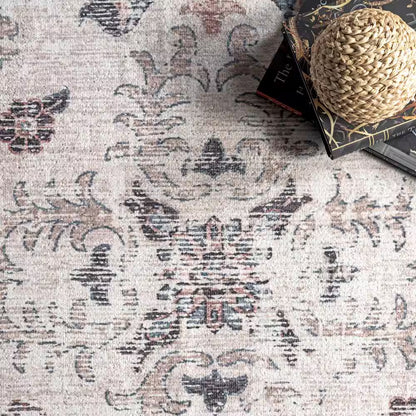 Layna Machine Washable Distressed Vintage Light Gray 2 Ft. 6 In. X 8 Ft. Indoor Runner Rug