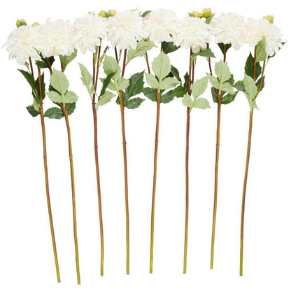 30 In. Tall White Dahlia Artificial Flower Stem (Set of 8)