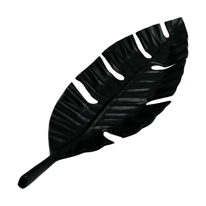 23 In. Aluminum Metal Leaf Decorative Black Tray
