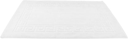 Greek Bath Mat - White, 100% Ring Spun Cotton, Pack of 2, 20X32 Inches, 800 GSM, Non-Slip, Absorbent, Quick Drying, Machine Washable Bathroom Floor Mats for Shower, Kitchen & Bath