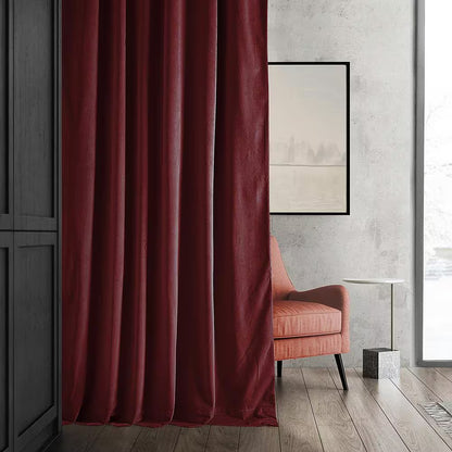 Burgundy Velvet Rod Pocket Blackout Curtain - 50 In. W X 120 In. L (1 Panel)