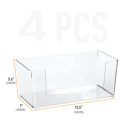 Clear Plastic Open Front Organizer Bin 4 Packs Large