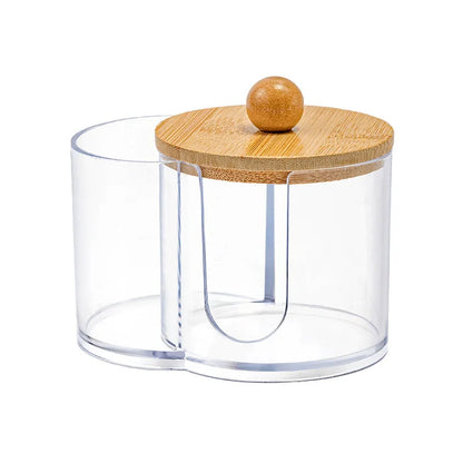 Cotton Swab Holder with Bamboo Lid