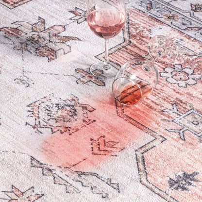 Layna Machine Washable Distressed Vintage Light Gray 2 Ft. 6 In. X 8 Ft. Indoor Runner Rug