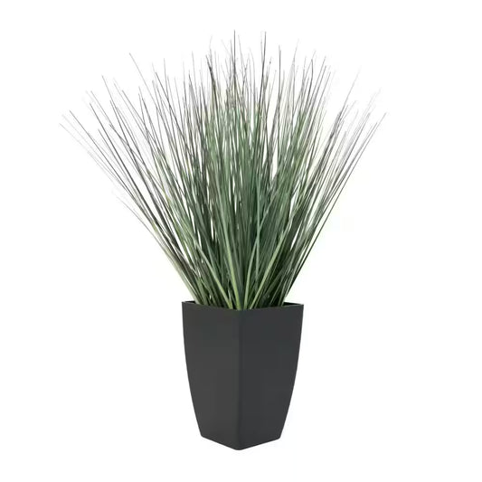 19 In. H Onion Grass Artificial Plant with Black Plastic Pot
