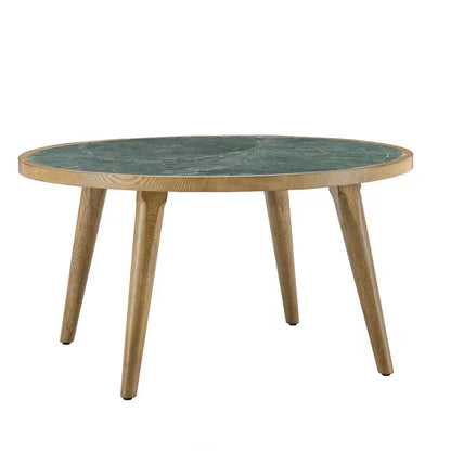 Novato 34 In. round Green Stone Top Coffee Table and 2-End Tables (3-Piece)