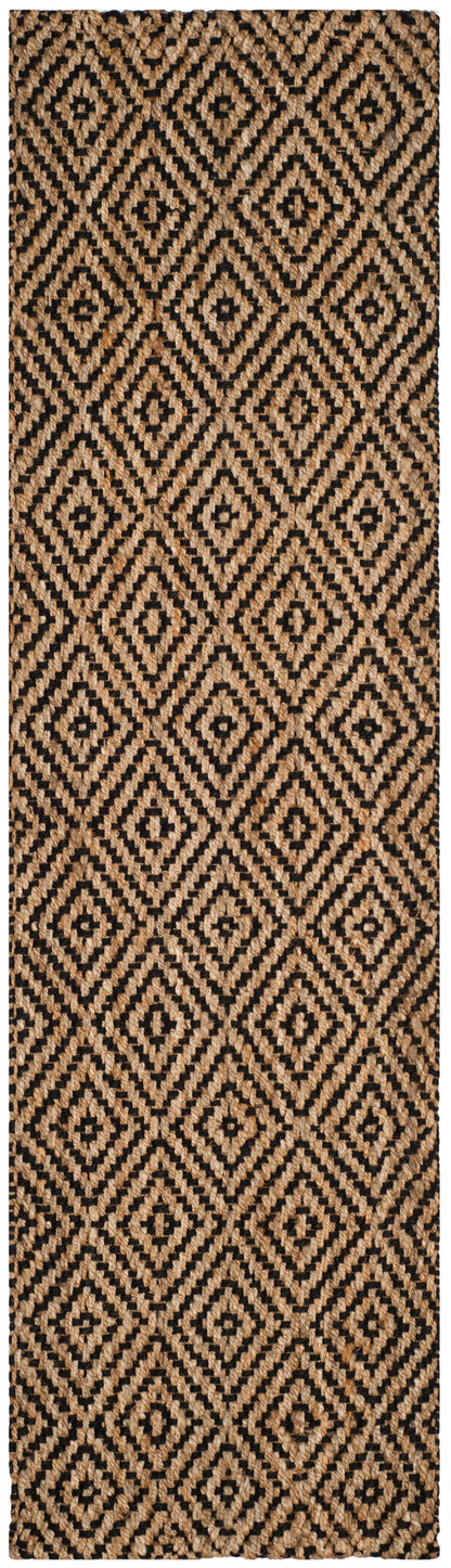 Natural Fiber Emory Geometric Jute Runner Rug, Natural/Black, 2'3" X 20'