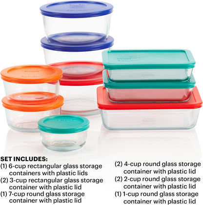 Simply Store 9-Pack Mixed Sized Glass Food Storage Set, round & Rectangular Containers with Lids, Bpa-Free, Dishwasher & Microwave Safe