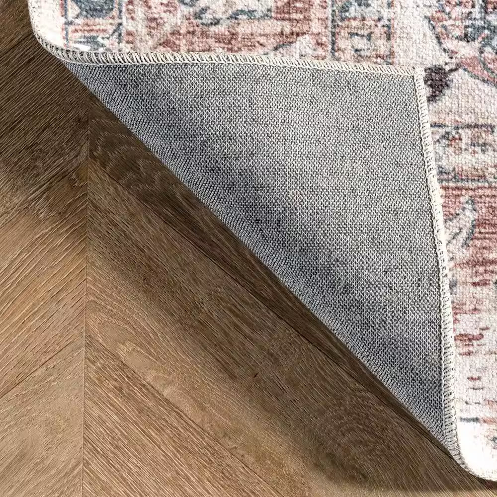 Layna Machine Washable Distressed Vintage Light Gray 2 Ft. 6 In. X 8 Ft. Indoor Runner Rug