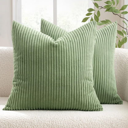 Pack of 2 Pillow Covers Soft Soild Decorative Square Throw Pillow Covers Set Cushion Cases Pillowcases for Sofa Bedroom Car 18 X 18 Inch 45 X 45 Cm Sage Green