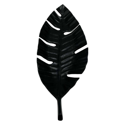 23 In. Aluminum Metal Leaf Decorative Black Tray