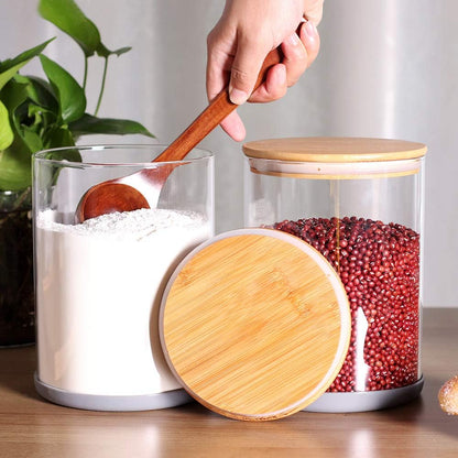 Set of 2 Large Glass Food Storage Jar, 100 FL OZ (3000Ml) Glass Flour Canister with Airtight Bamboo Lids for Kitchen Corner, Bpa-Free Flour Container for Sugar, Ground Coffee, Rice and Dry Food