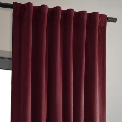 Burgundy Velvet Rod Pocket Blackout Curtain - 50 In. W X 120 In. L (1 Panel)