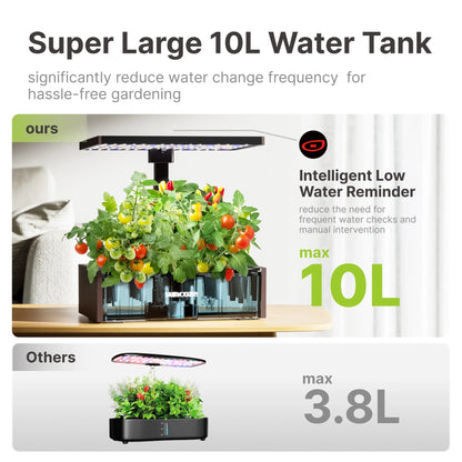 20 Pods Hydroponic Growing System Indoor Herb Garden with Grow Light Germination Starter Kit Black