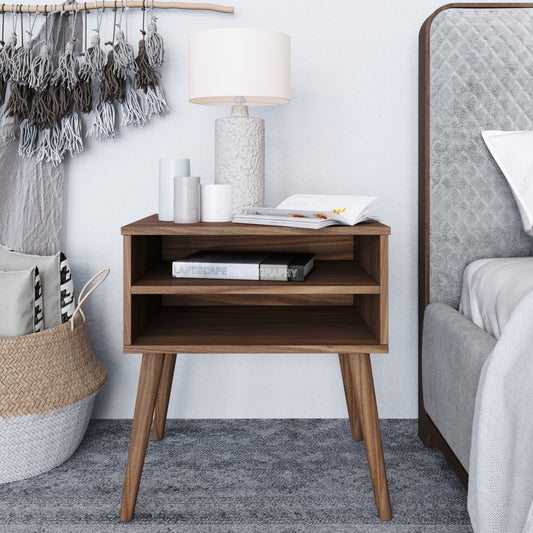 Ragusa Mid-Century Modern Open Shelf Nightstand