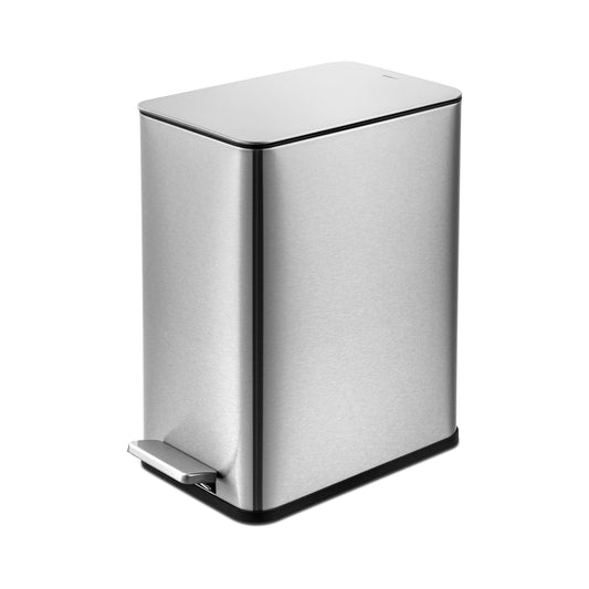 2.6 Gallon Trash Can, Stainless Steel Step on Bathroom Trash Can, Silver