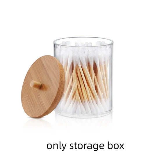 Cotton Swab Holder with Bamboo Lid