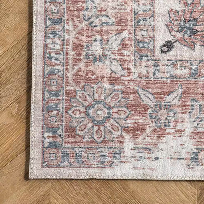 Layna Machine Washable Distressed Vintage Light Gray 2 Ft. 6 In. X 8 Ft. Indoor Runner Rug
