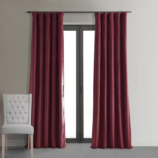 Burgundy Velvet Rod Pocket Blackout Curtain - 50 In. W X 120 In. L (1 Panel)