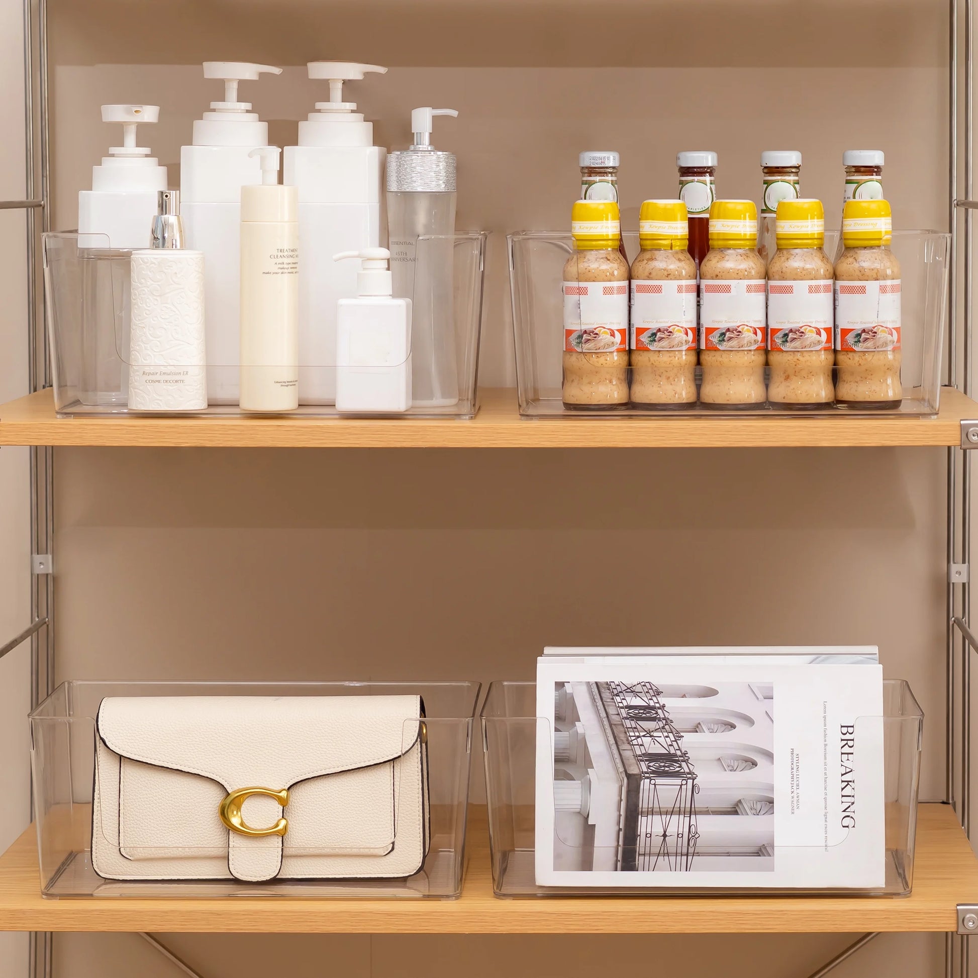 Clear Plastic Open Front Organizer Bin 4 Packs Large
