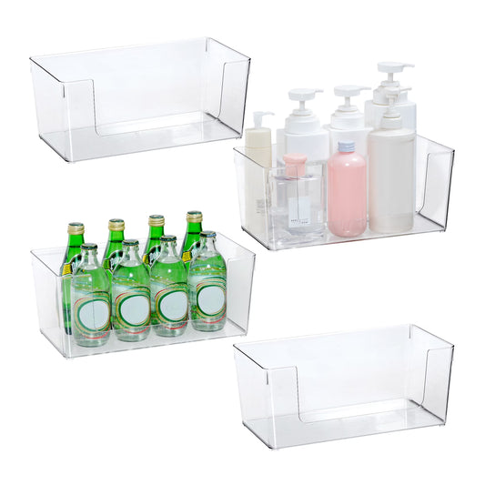 Clear Plastic Open Front Organizer Bin 4 Packs Large