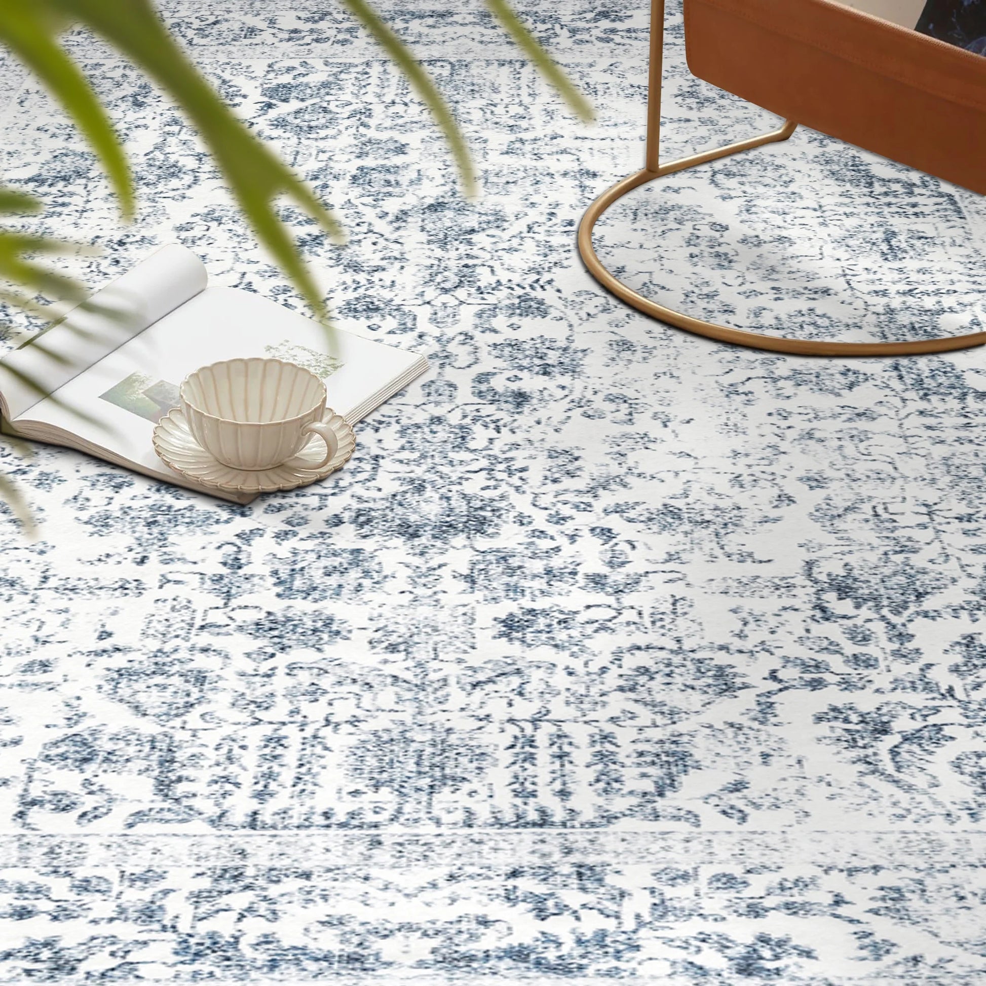 2'X10' Hallway Kitchen Runner Rugs for Entryway Bathroom Machine Washable Non-Slip, Navy Blue