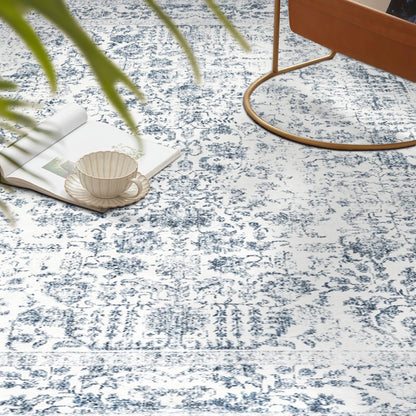 2'X10' Hallway Kitchen Runner Rugs for Entryway Bathroom Machine Washable Non-Slip, Navy Blue