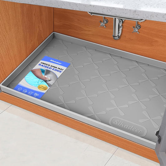34" X 22" under Sink Mat Waterproof, Silicone Mat Kitchen Drawer Shelf and Cabinet Liner, Sink Protector for Kitchen Organizers and Storage, Boot Tray Pet Food Mats