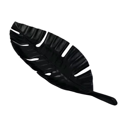 23 In. Aluminum Metal Leaf Decorative Black Tray